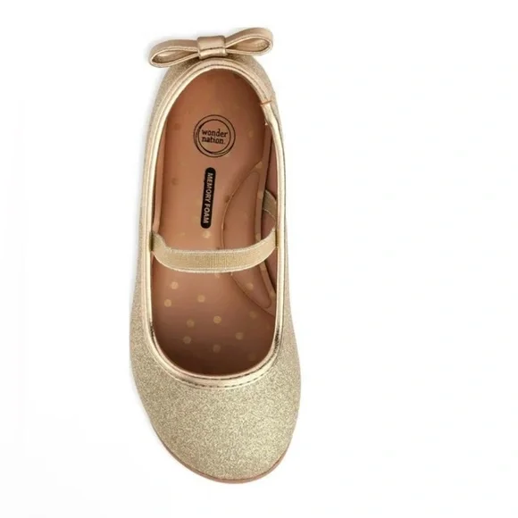 gold nicole miller dress T STRAP BALLET FLATS GOLD METALLIC NORALEE – Lullaby Baby And Child main image 1